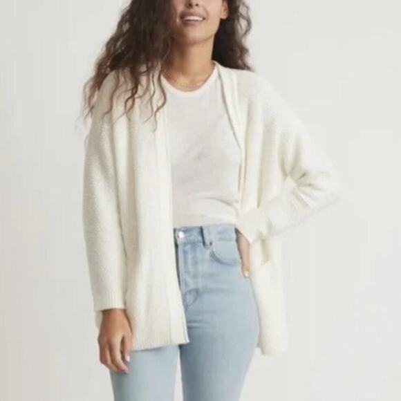 Marine Layer Catalina Cardigan Milk White Open Front Sweater Size Medium - Picture 2 of 9